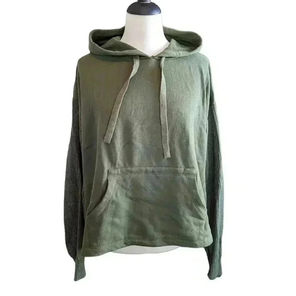 Hunter Green Hoodie with Knit Sleeves and Back Size L - Picture 1 of 4